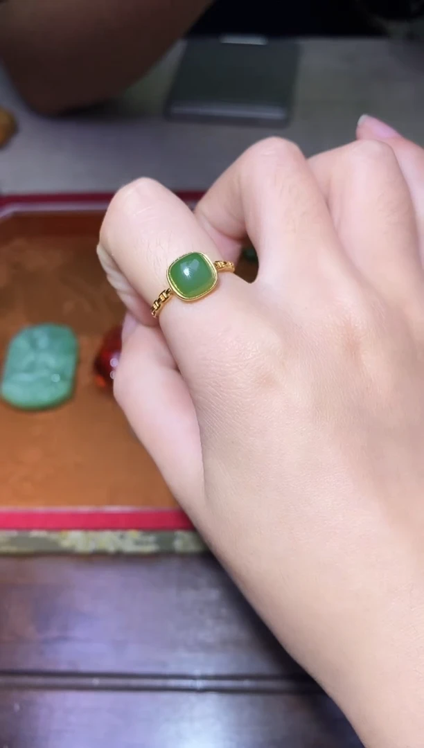 和田玉戒指银S925镶嵌多样性发一件 218
