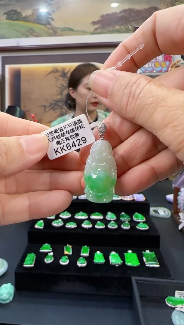 颈饰18K金镶嵌翡翠KK6429佛公