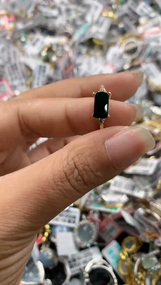 银S925镶嵌戒指翡翠666    7