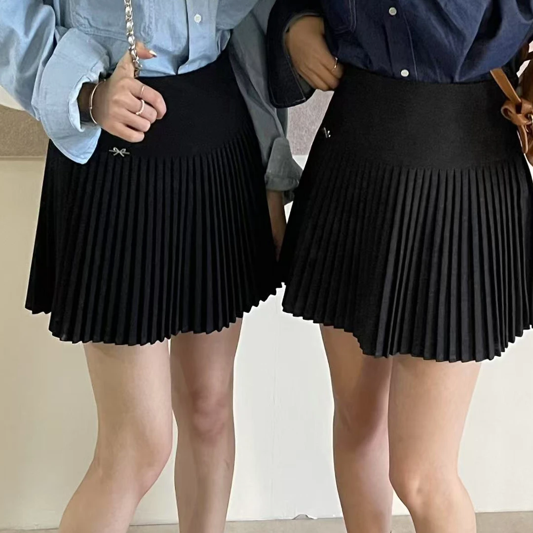 【WE】2025早春新款显瘦百褶高腰A字短裙