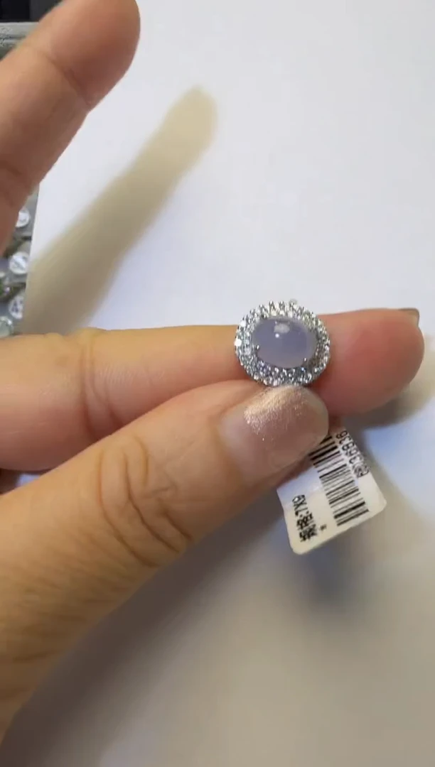 银S925镶嵌戒指翡翠925银镶缅甸A货翡翠戒指