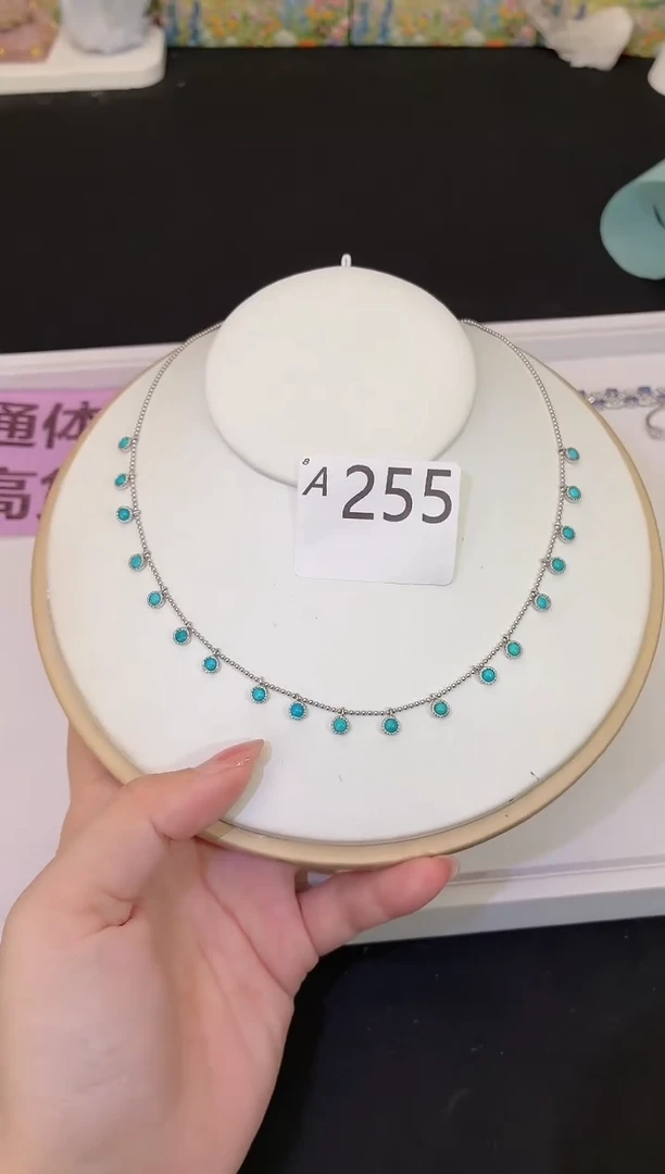 银S925镶嵌绿松石颈饰多样性发一A255