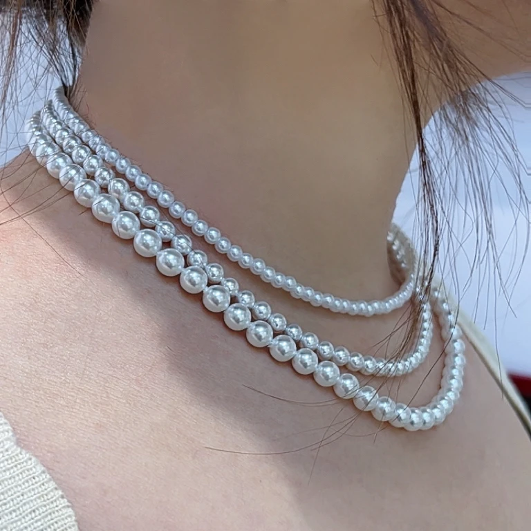 链子925银 小米珠项链正圆极光天女色精致简约百搭卡4-5mm