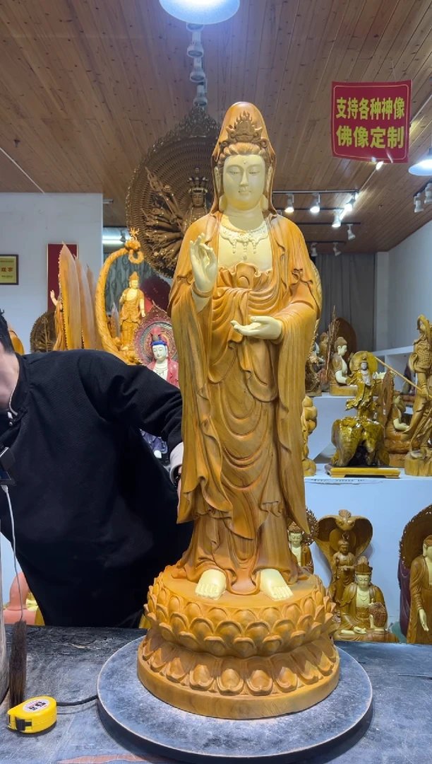 香樟木站姿净瓶观音106cm高