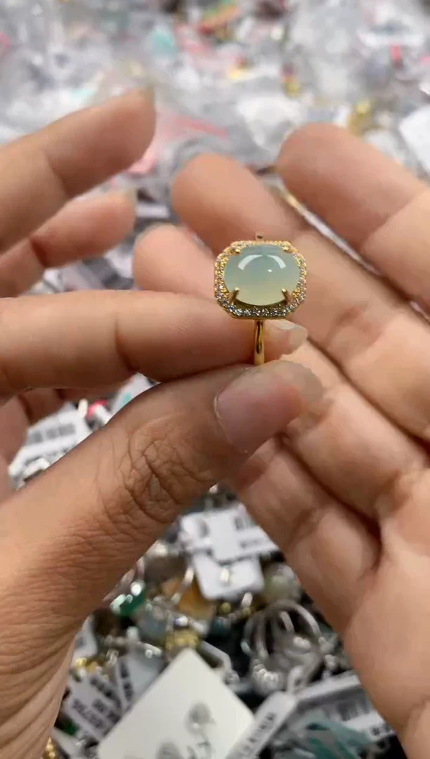 银S925镶嵌戒指翡翠999----5