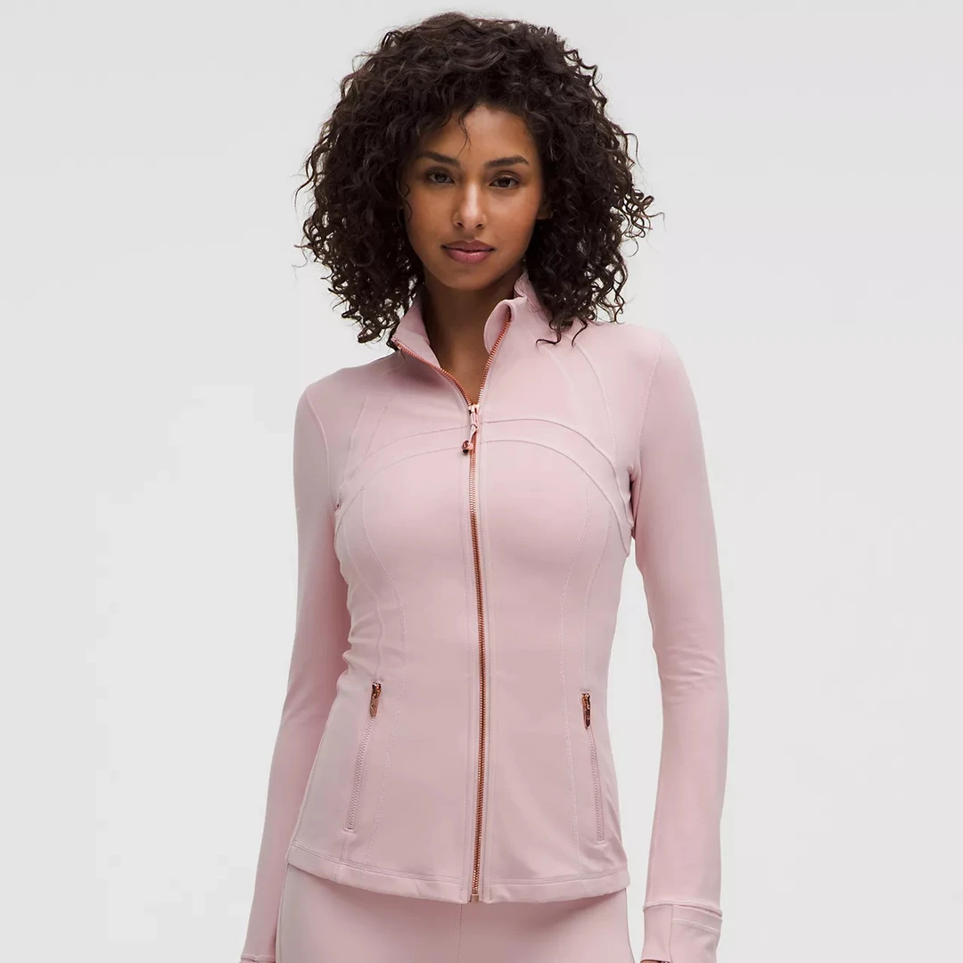 lululemon/露露乐蒙Define Nulu烟雾粉长款立领修身女瑜伽外套