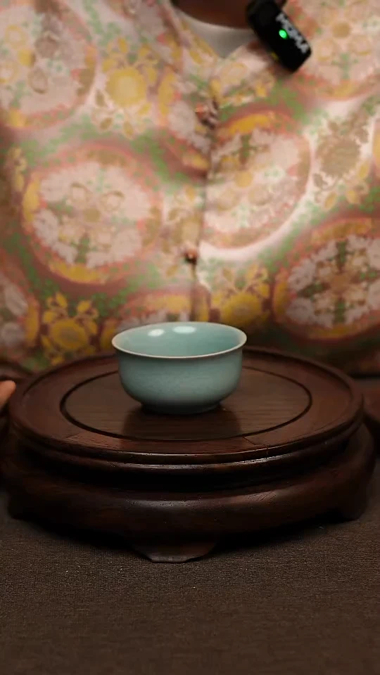 瓷片仿古天青天际杯60ml 微瑕 不带礼盒