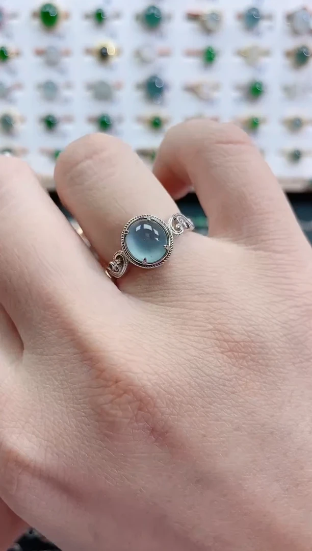 银S925镶嵌戒指翡翠天然翡翠