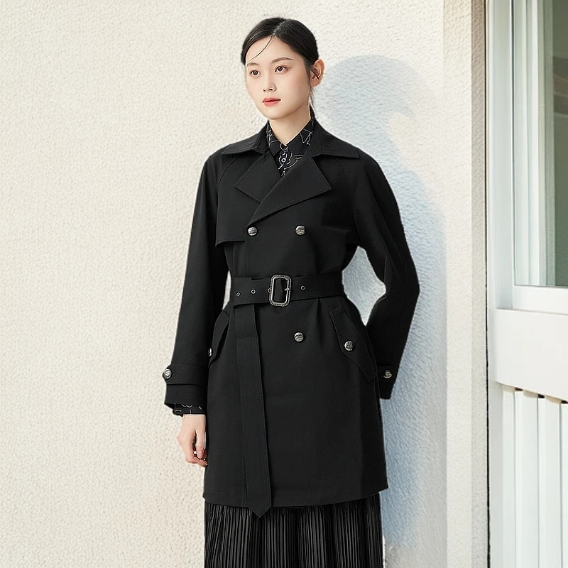 哥弟中长款风衣外套秋冬经典百搭轻奢质感收腰双排扣上衣1400666