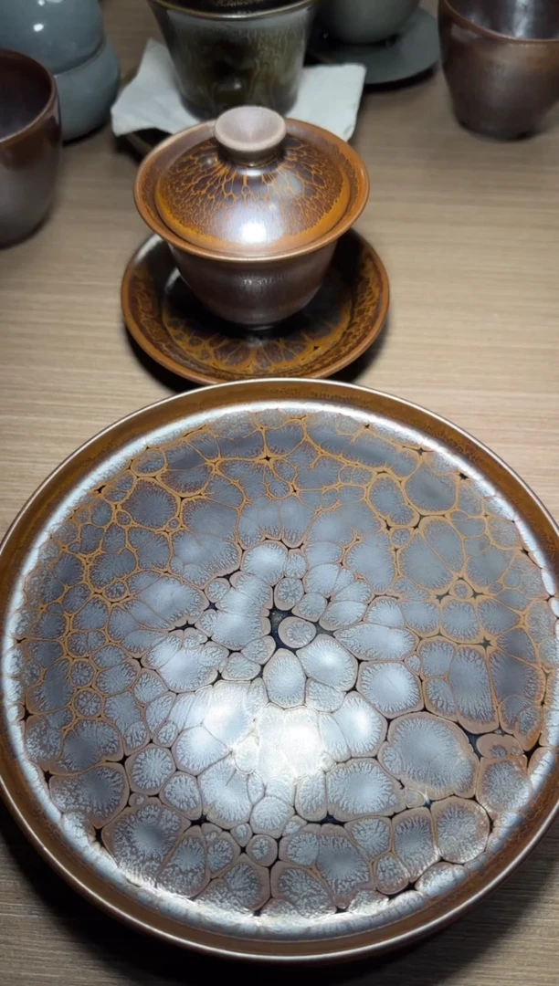 【闪购商品】茶盏黄涛火莲三才盖碗，火莲大盏托