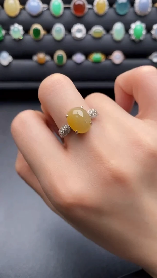 银S925镶嵌戒指翡翠夏*一物一证一礼盒