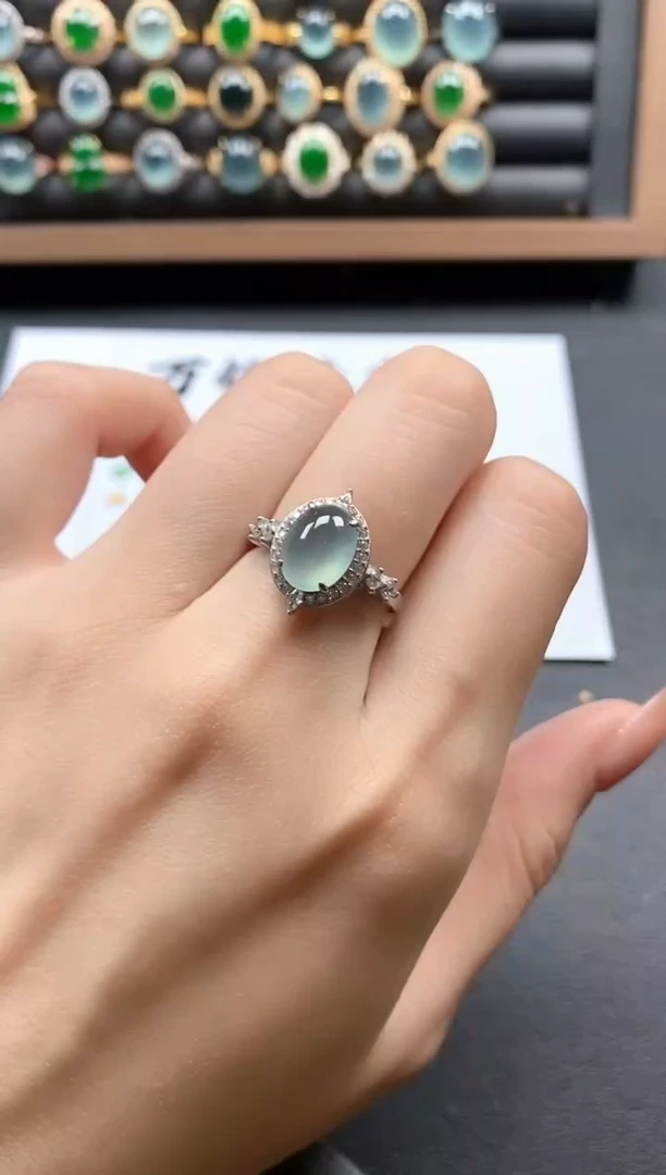 银S925镶嵌戒指翡翠51511