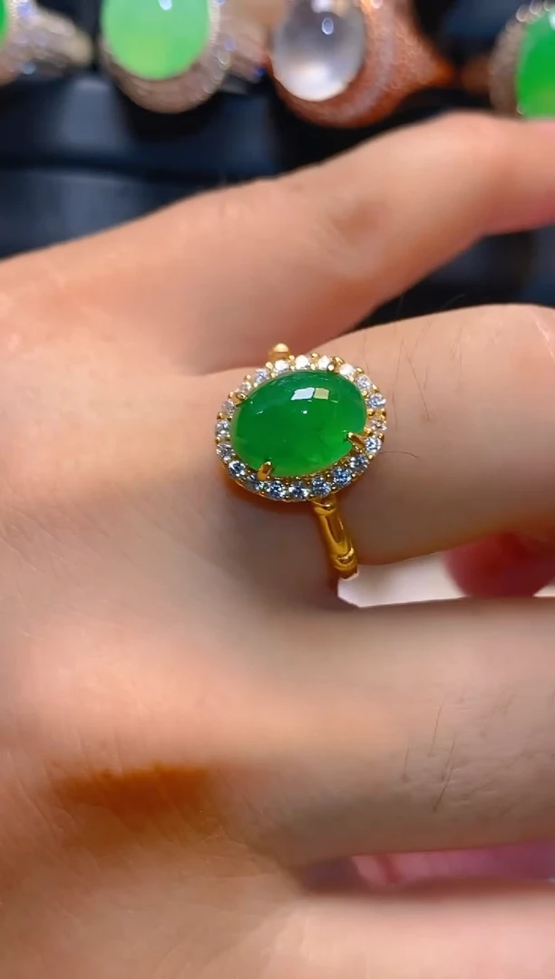 翡翠银S925镶嵌耳饰天然