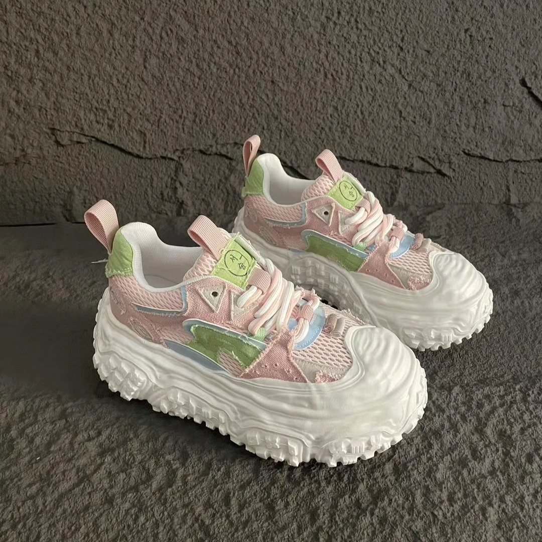 （牛仔布老爹）夏季透网老爹鞋透气时尚休闲鞋运动鞋女鞋潮流网鞋女