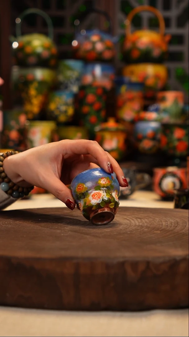 紫砂 油画釉下彩手绘