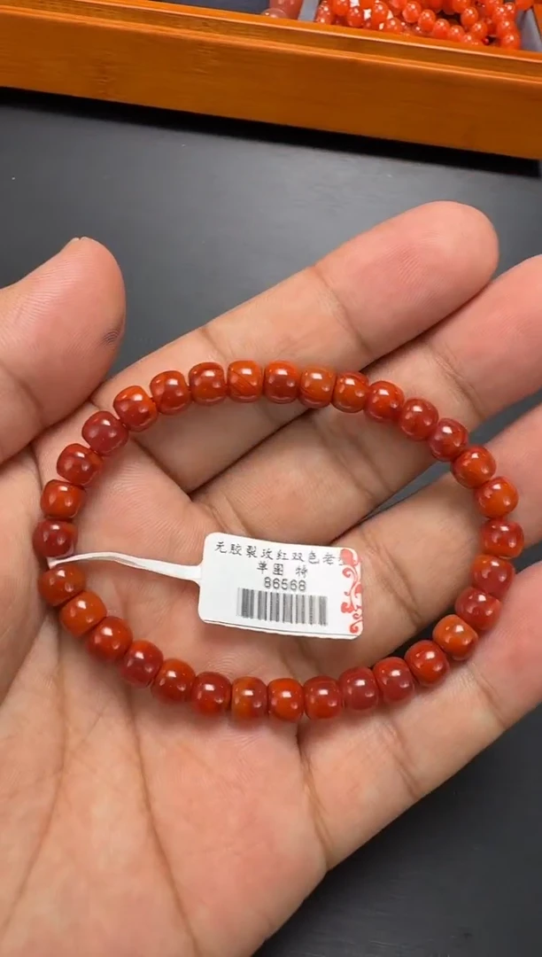 未镶嵌手串南红玛瑙6mm玫红双色老型