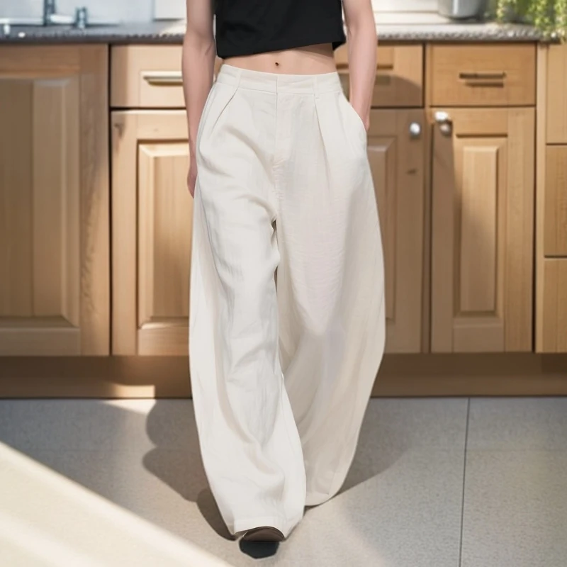 美式男士慵懒风薄款吸汗速干直筒夏季弯刀裤子网红洋气炸街男装