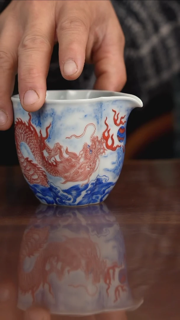 自成堂柴窑青花双龙公道