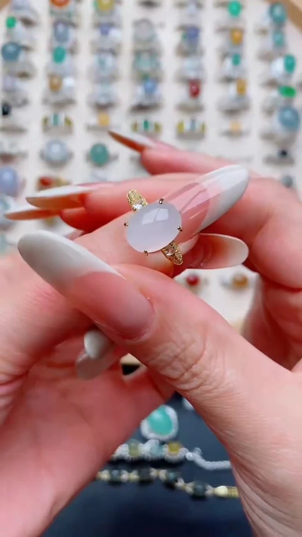 银S925镶嵌戒指翡翠...