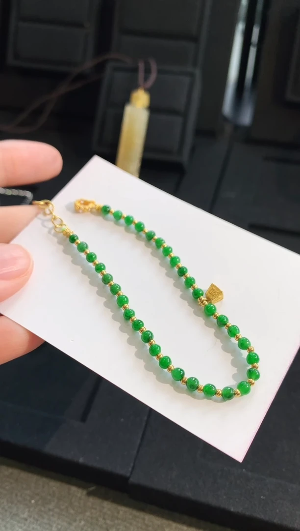 【闪购商品】翡翠手链18K金镶嵌手饰