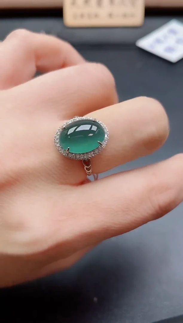 银S925镶嵌戒指翡翠1