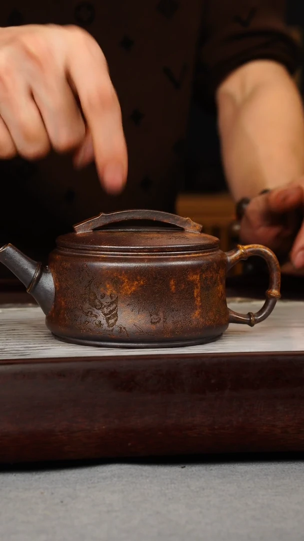 【闪购商品】紫砂茶壶龙骨金砂 竹节汉瓦 熊猫
