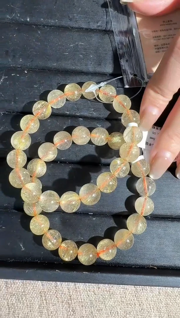 未镶嵌手链水晶10mm发晶手链单圈（多样性发其一）