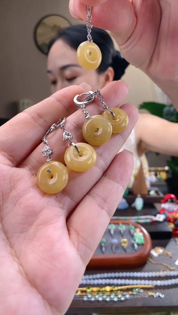 翡翠银S925镶嵌吊坠(不含链)耳饰一对 多样性发一