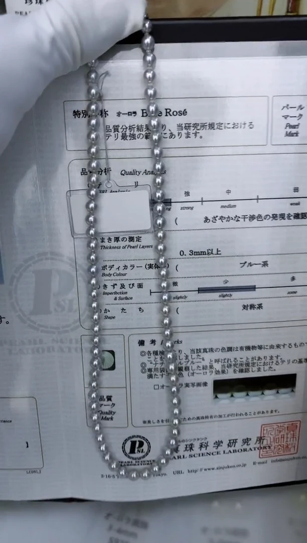 未镶嵌akoya项链海水珍珠5-5.5mm（带bule rose大证）