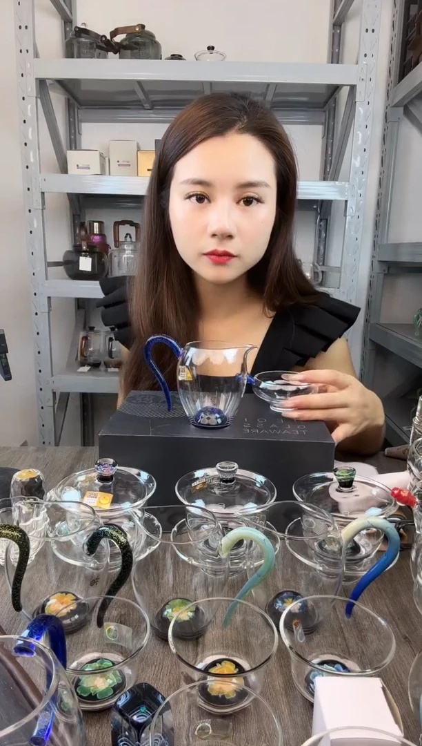 水晶玻璃无盖款@****?禾器 宝蓝金斑斓星空公道杯