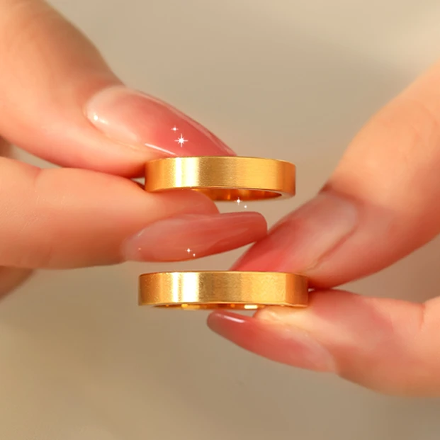 合金戒指 【经典古法戒指】男女情侣对戒一对结婚求婚素圈礼物