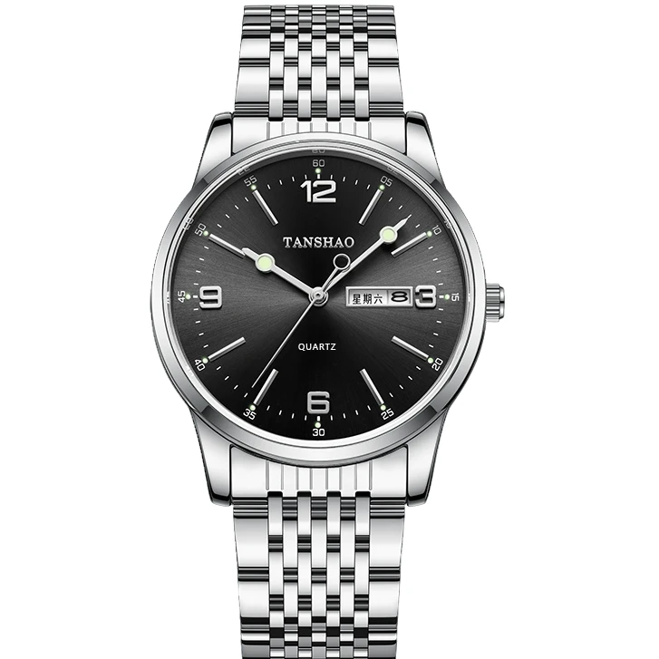 【粉丝福利】超薄系列防水夜光圆形夜光针时尚潮流钢带男表