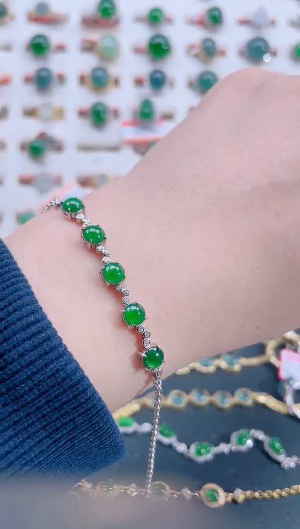 银S925镶嵌手链翡翠天然翡翠