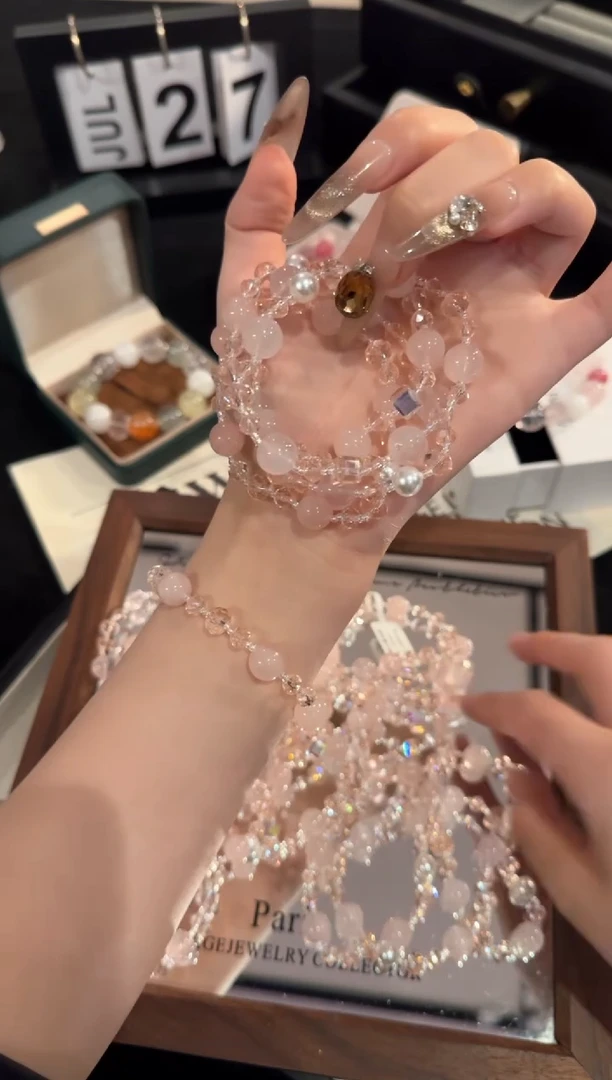 水晶手链合金粉水晶x2161