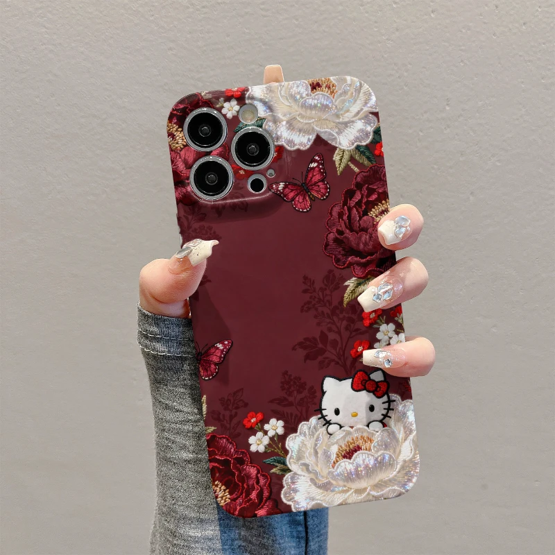 玫瑰蝴蝶适用苹果17/16菲林硬手机壳小米15vivo华为p70oppo防摔潮