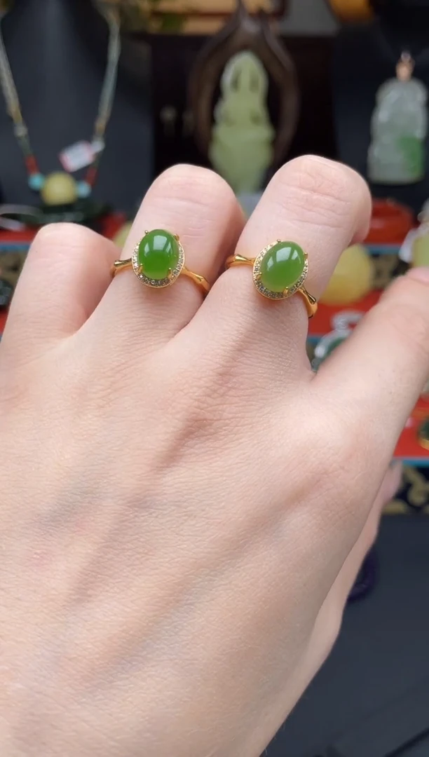 和田玉戒指银S925镶嵌f069多样性发其一