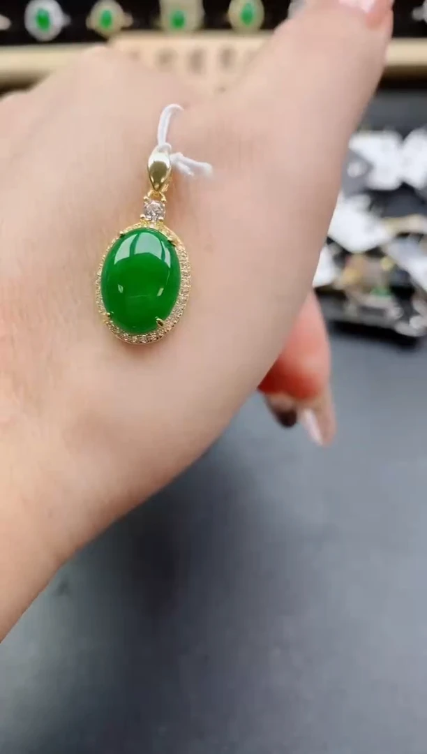 吊坠(赠链)银S925镶嵌翡翠1