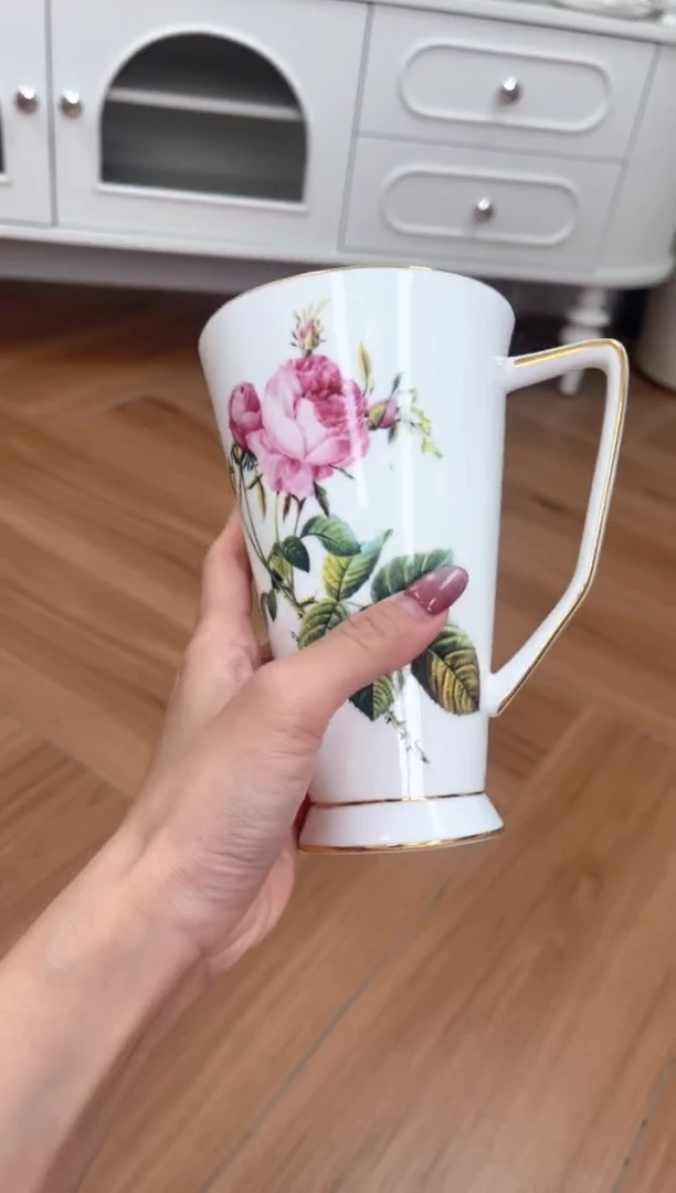 碗微瑕不退不换玫瑰高骨骨瓷马克杯