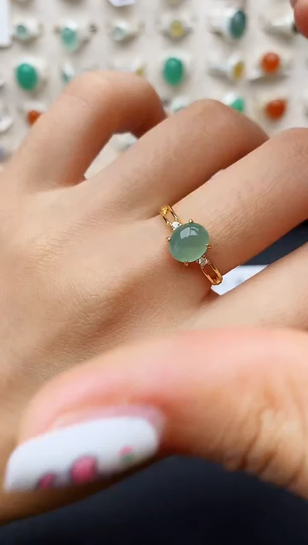 【闪购商品】翡翠戒指银S925镶嵌缅甸翡翠