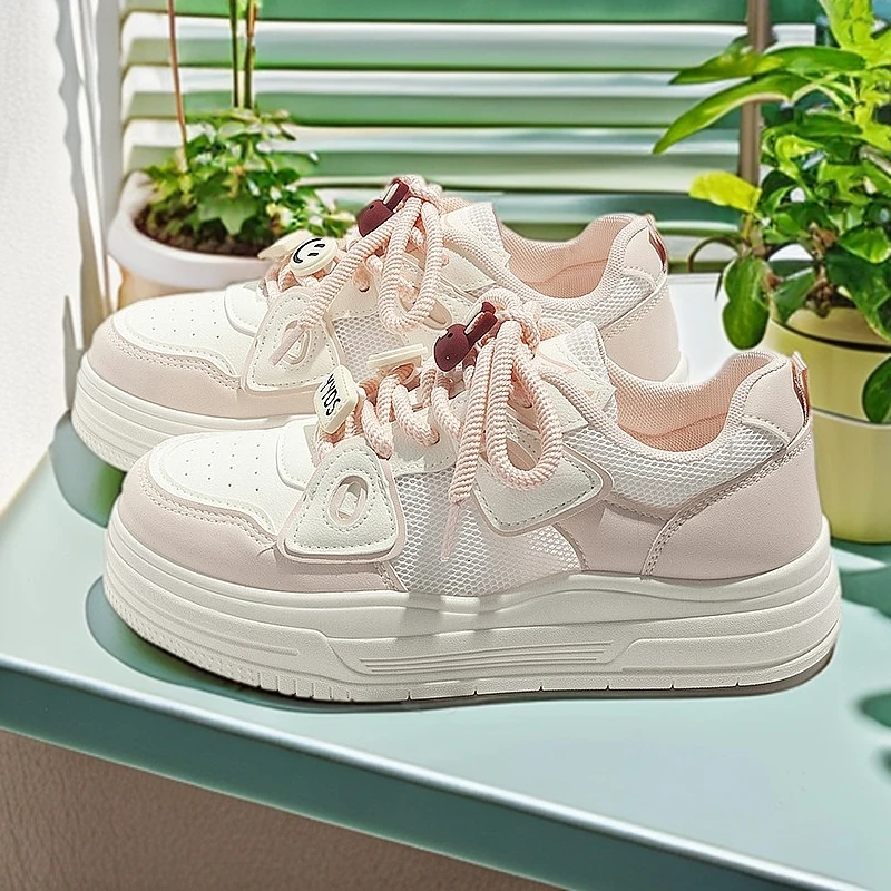 韩版网面板鞋女2025新款爆款春夏学生百搭透气女生厚底休闲小白鞋