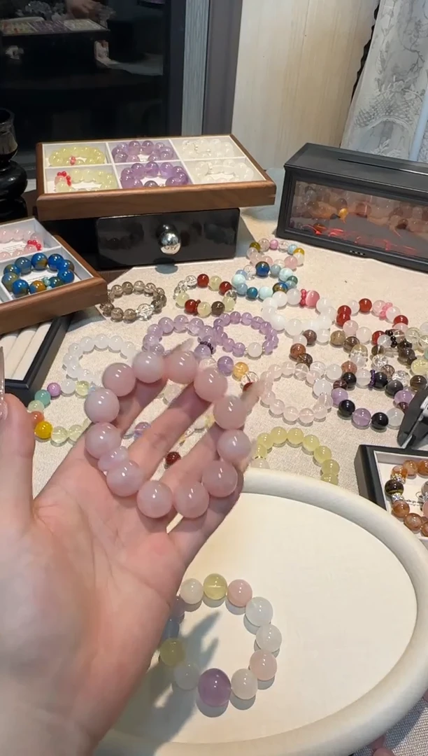 未镶嵌手串水晶16mm西柚粉水晶