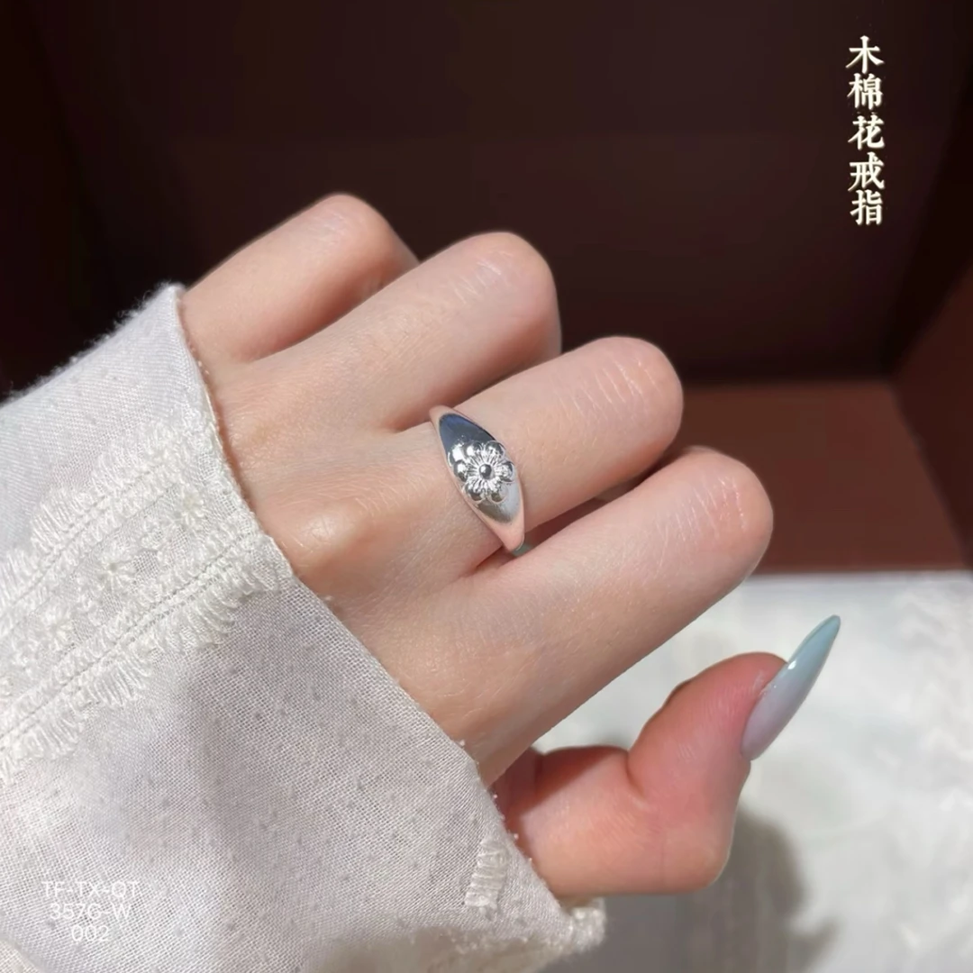 银奉祥 足银戒指 给阿嬷的情书同款木棉花戒指复古妈妈风新中式