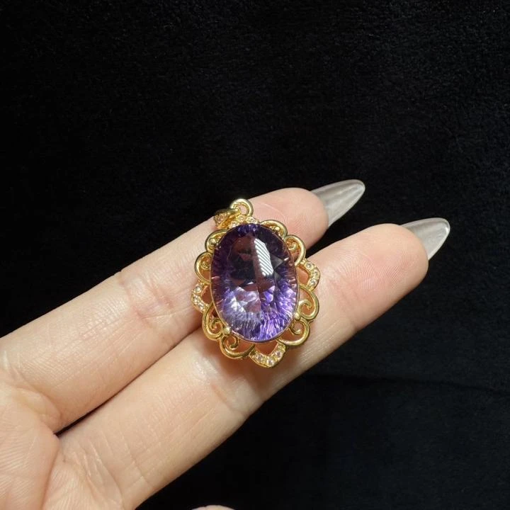 18k紫水晶吊坠 18k紫水晶吊坠