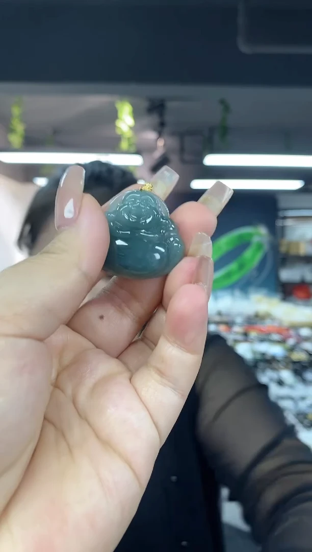 翡翠18K金镶嵌吊坠(不含链)多样性发其一颜色微差