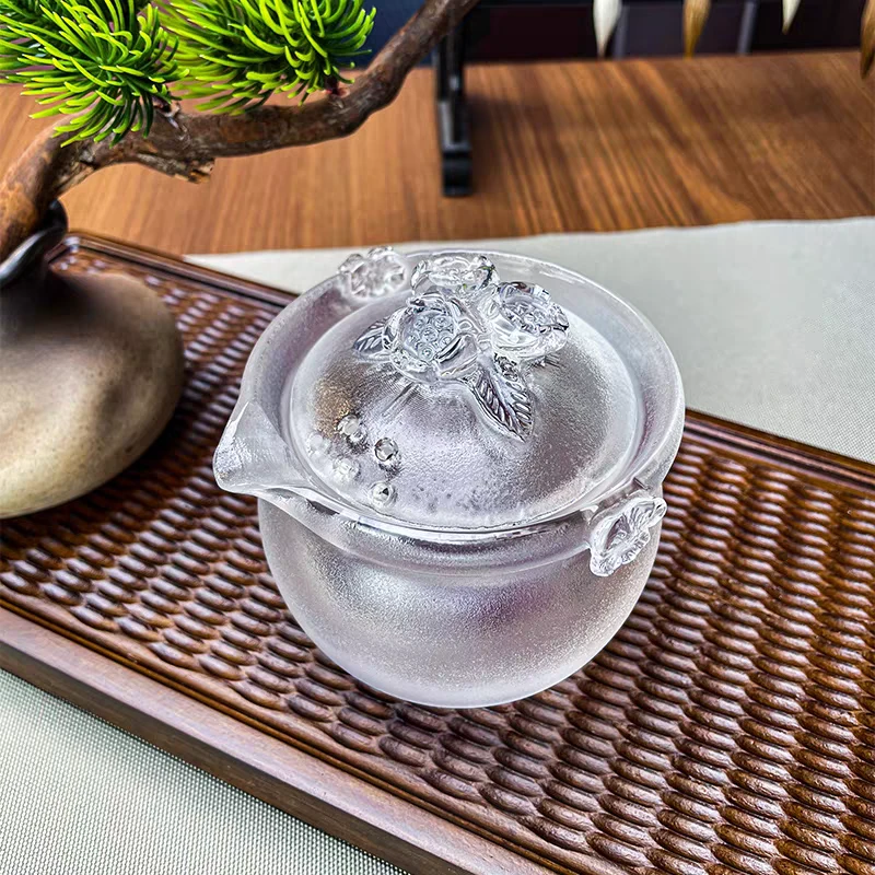 东海原矿工艺水晶手抓壶纯手工雕刻招桃花高档泡茶壶女士茶器送礼