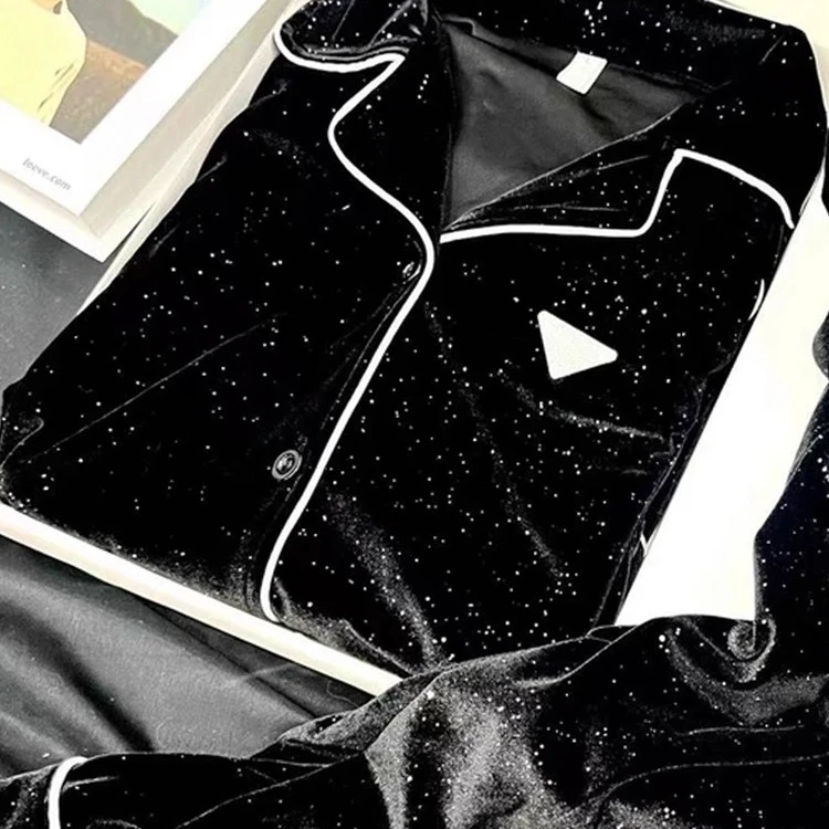 韩国时尚金丝绒睡衣女秋冬季长袖网红满天星时尚可外穿家居服套装