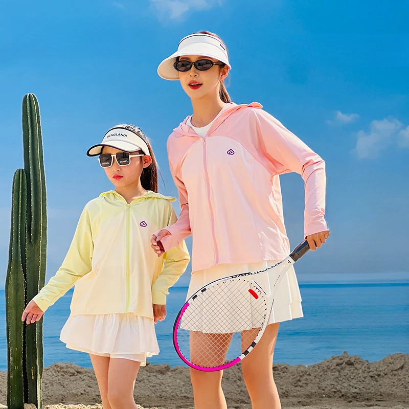 夏季2026新款锦纶男女童防晒衣儿童亲子撞色百搭防晒衣外线防晒服