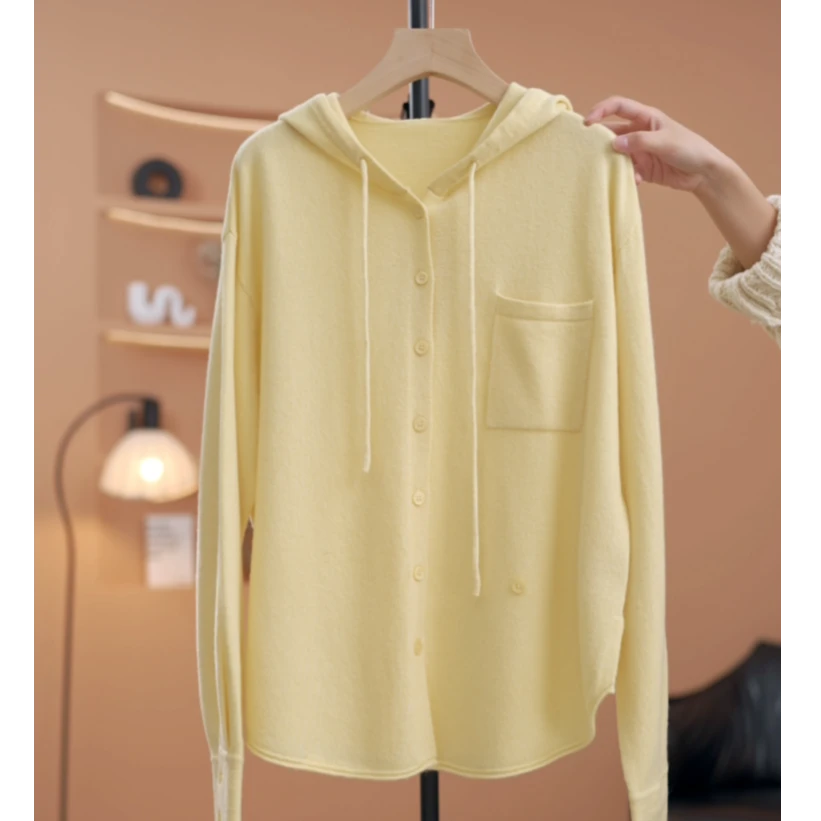 【荣荣】时尚宽松连帽百搭针织衫-Y19312