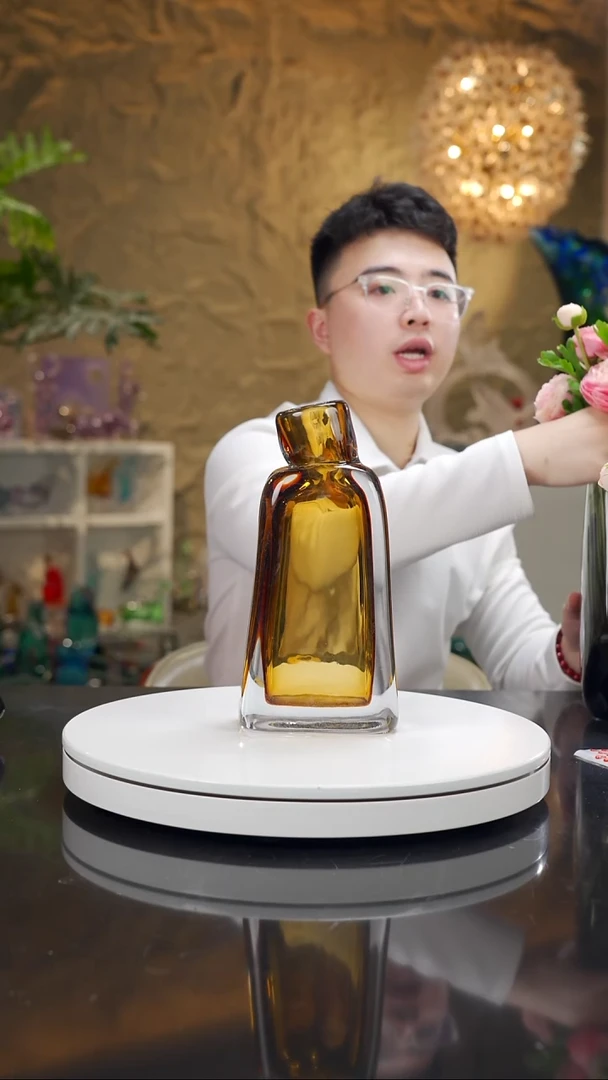 手工艺品琉璃歪头琥珀金花器