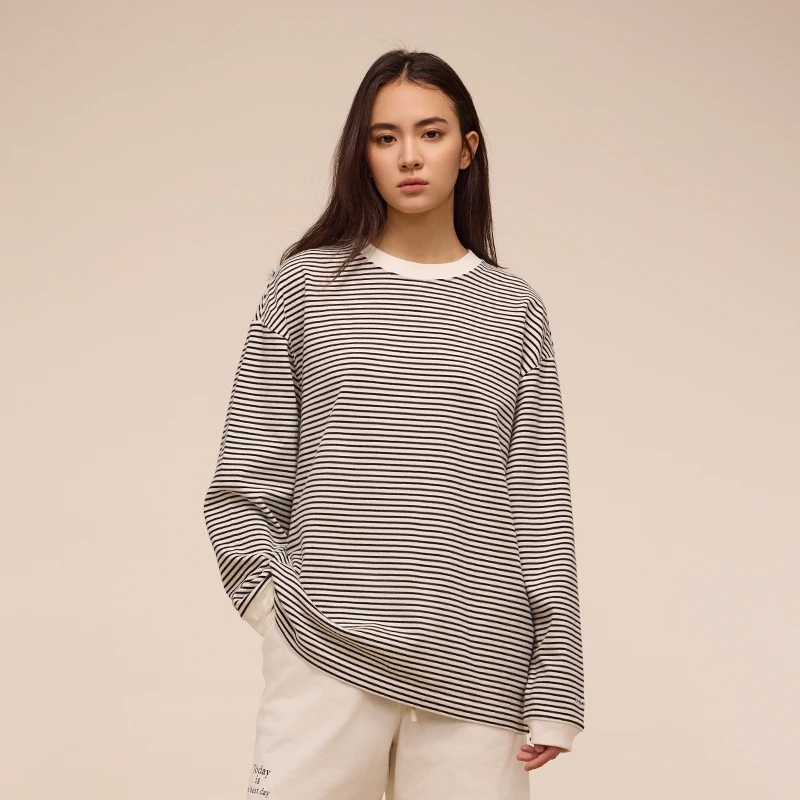 又见高山MetaMount CITY 【董生活同款】撞色螺纹宽松长袖T恤